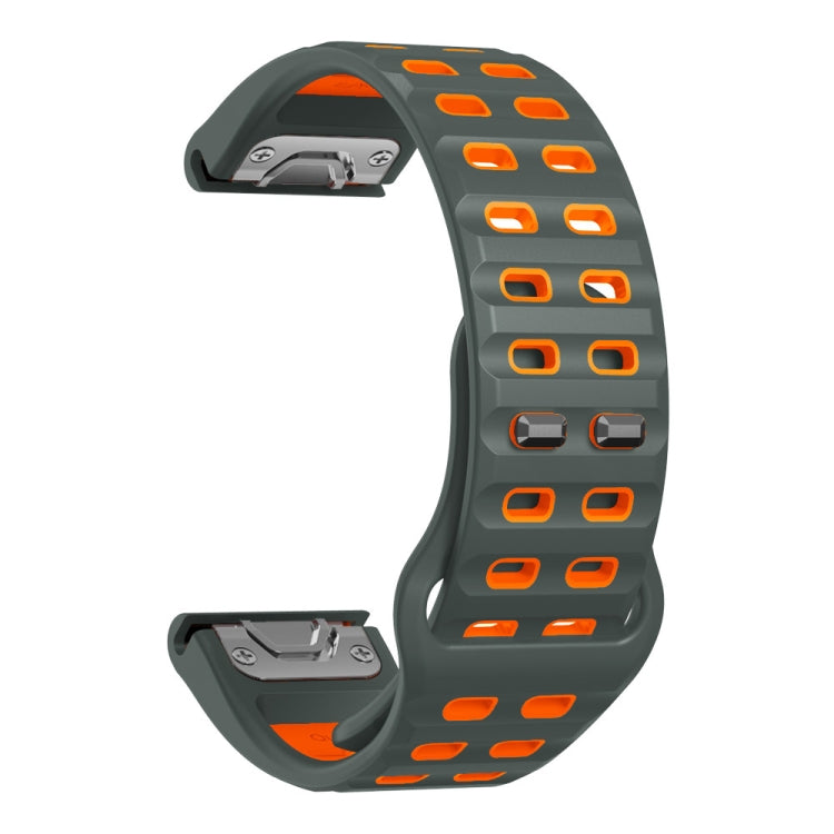 For Garmin 26mm Two Color Rivets Buckle Quick Release Silicone Watch Band