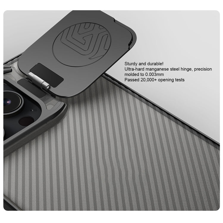 For iPhone 16 Pro NILLKIN CamShield Prop Translucent PC Phone Case - Black