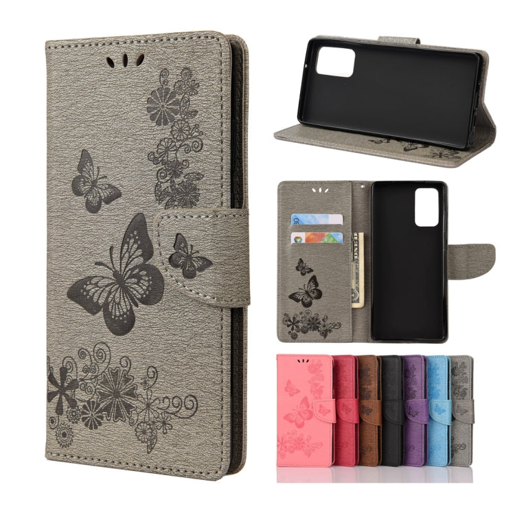 For Samsung Galaxy Note20 Butterflies Embossing Horizontal Flip Leather Case with Holder & Card Slots & Wallet