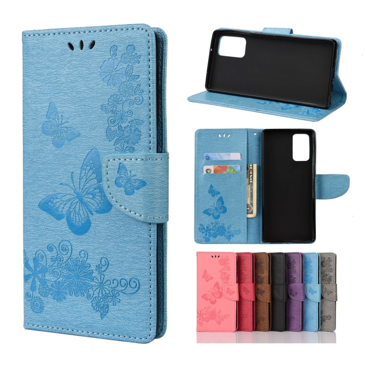 For Samsung Galaxy Note20 Butterflies Embossing Horizontal Flip Leather Case with Holder & Card Slots & Wallet