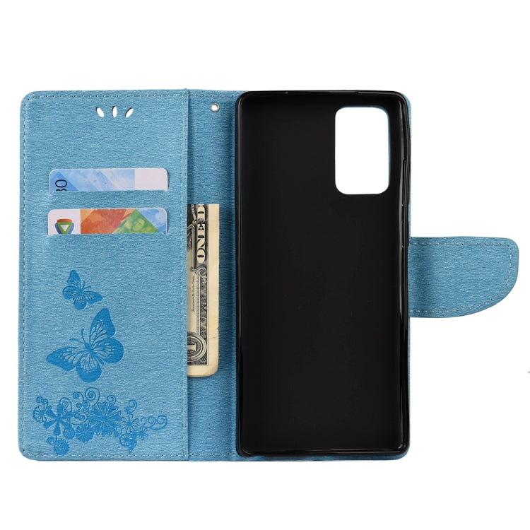 For Samsung Galaxy Note20 Butterflies Embossing Horizontal Flip Leather Case with Holder & Card Slots & Wallet