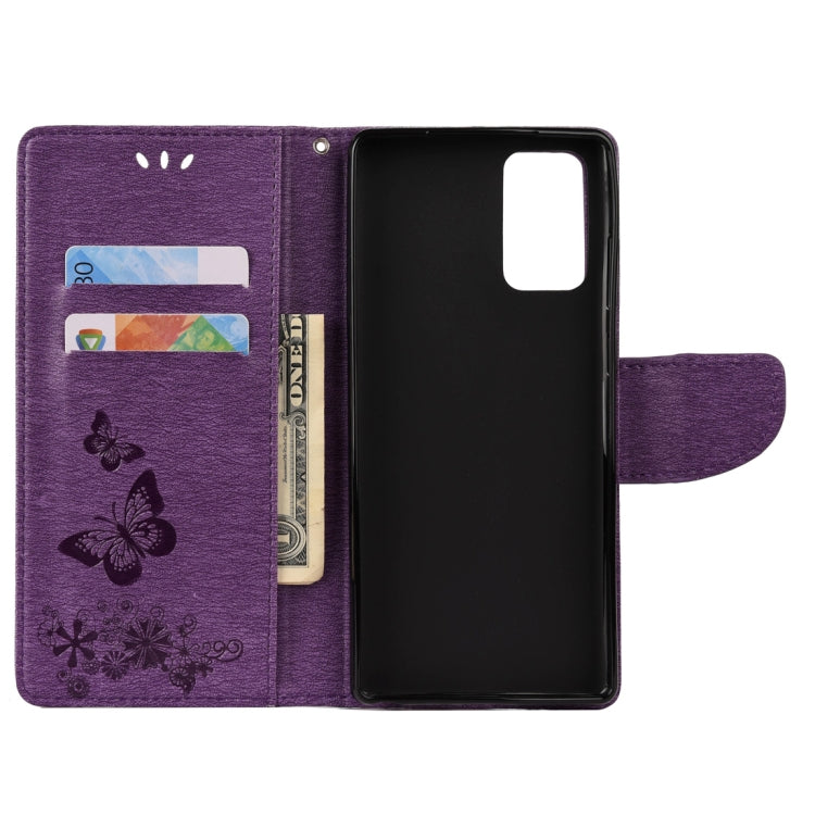 For Samsung Galaxy Note20 Butterflies Embossing Horizontal Flip Leather Case with Holder & Card Slots & Wallet