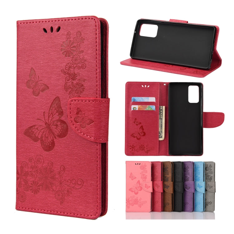 For Samsung Galaxy Note20 Butterflies Embossing Horizontal Flip Leather Case with Holder & Card Slots & Wallet