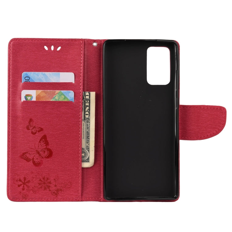 For Samsung Galaxy Note20 Butterflies Embossing Horizontal Flip Leather Case with Holder & Card Slots & Wallet