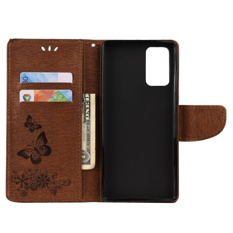 For Samsung Galaxy Note20 Butterflies Embossing Horizontal Flip Leather Case with Holder & Card Slots & Wallet