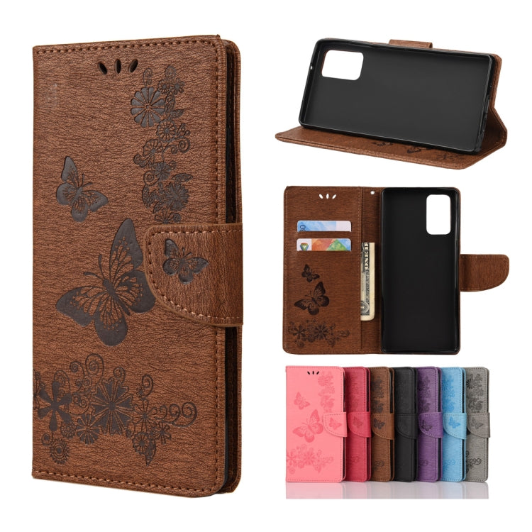 For Samsung Galaxy Note20 Ultra Butterflies Embossing Horizontal Flip Leather Case with Holder & Card Slots & Wallet