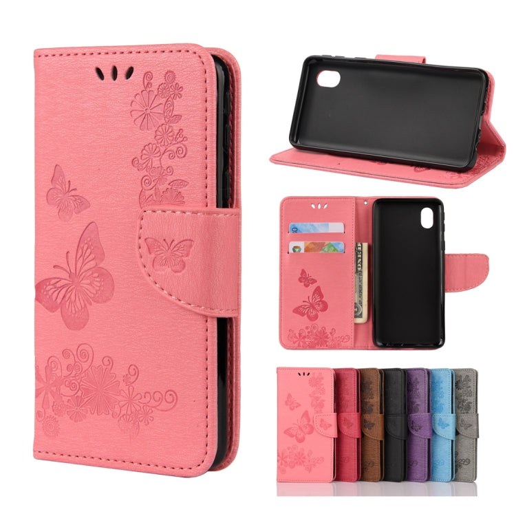 For Samsung Galaxy A01 Core Butterflies Embossing Horizontal Flip Leather Case with Holder & Card Slots & Wallet