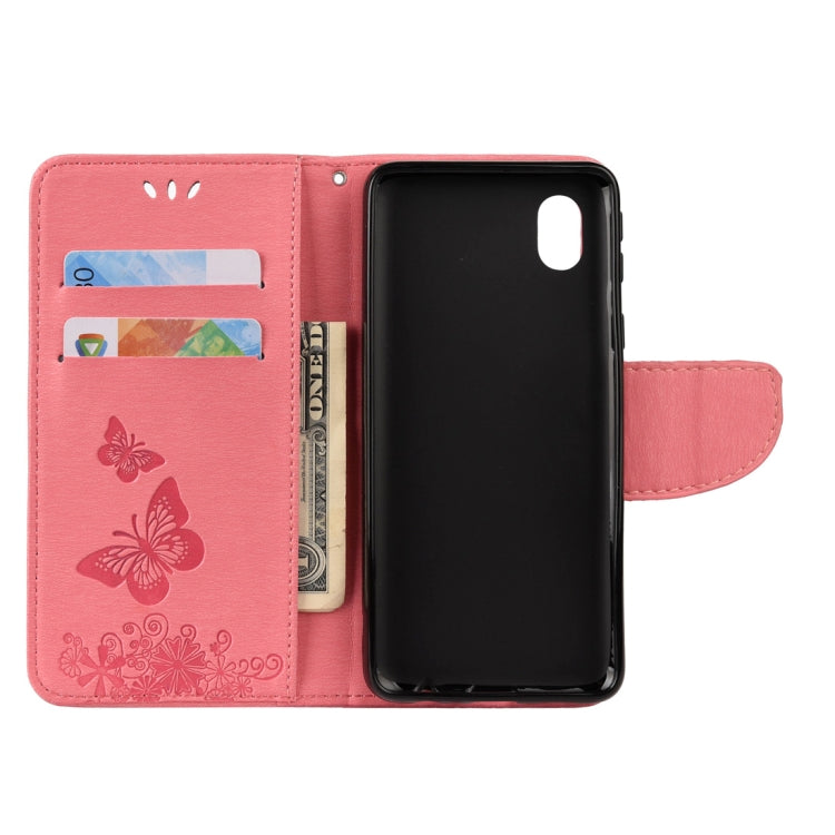 For Samsung Galaxy A01 Core Butterflies Embossing Horizontal Flip Leather Case with Holder & Card Slots & Wallet