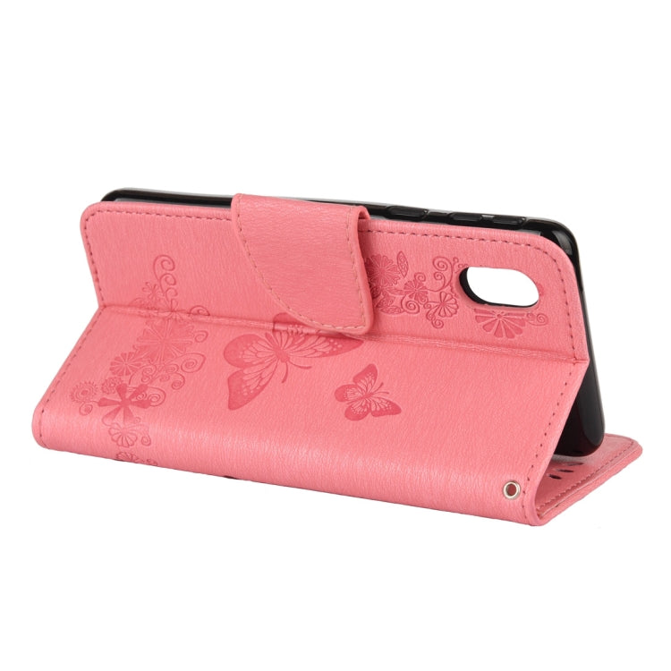 For Samsung Galaxy A01 Core Butterflies Embossing Horizontal Flip Leather Case with Holder & Card Slots & Wallet