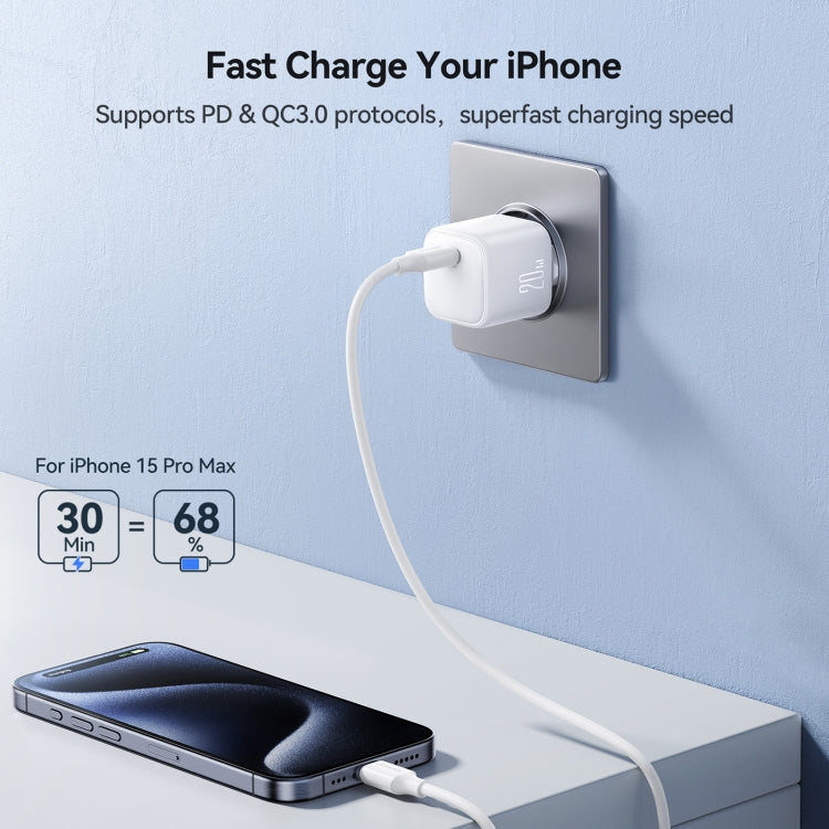 JOYROOM JR-TCG08 GaN PD20W USB-C / Type-C Port Mini Charger, Plug:EU Plug - White