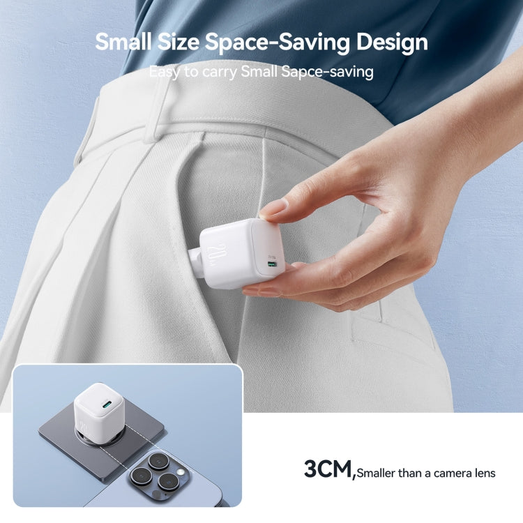 JOYROOM JR-TCG08 GaN PD20W USB-C / Type-C Port Mini Charger, Plug:EU Plug - White