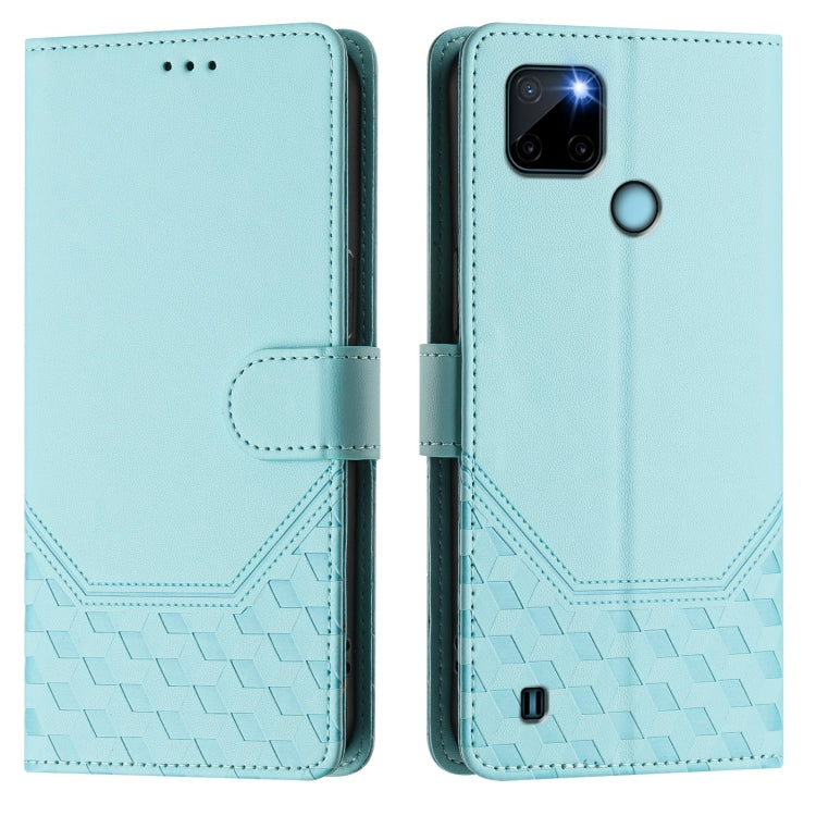 For Realme C21Y Honeycomb Embossing RFID Leather Phone Case