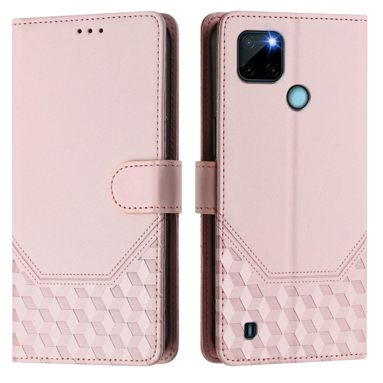 For Realme C21Y Honeycomb Embossing RFID Leather Phone Case