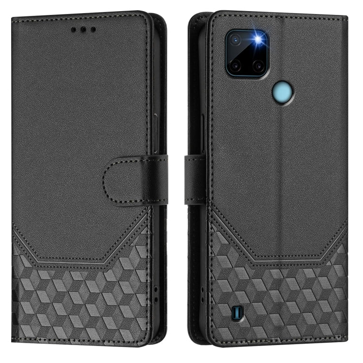 For Realme C21Y Honeycomb Embossing RFID Leather Phone Case