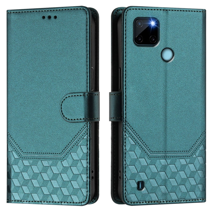 For Realme C21Y Honeycomb Embossing RFID Leather Phone Case
