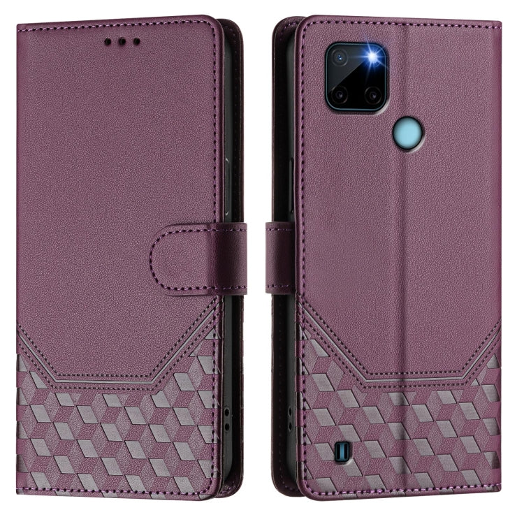 For Realme C21Y Honeycomb Embossing RFID Leather Phone Case