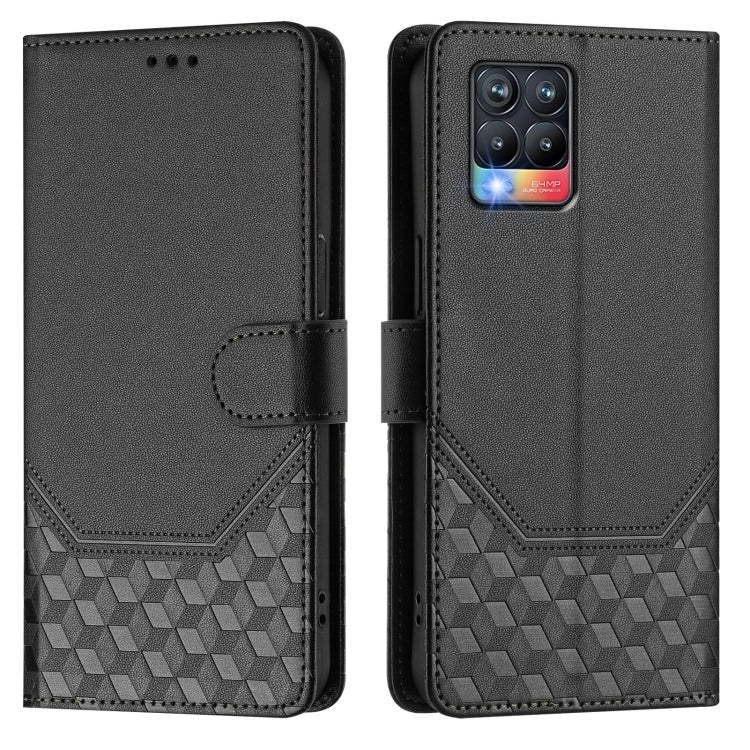 For Realme 8 4G / 8 Pro 4G Honeycomb Embossing RFID Leather Phone Case