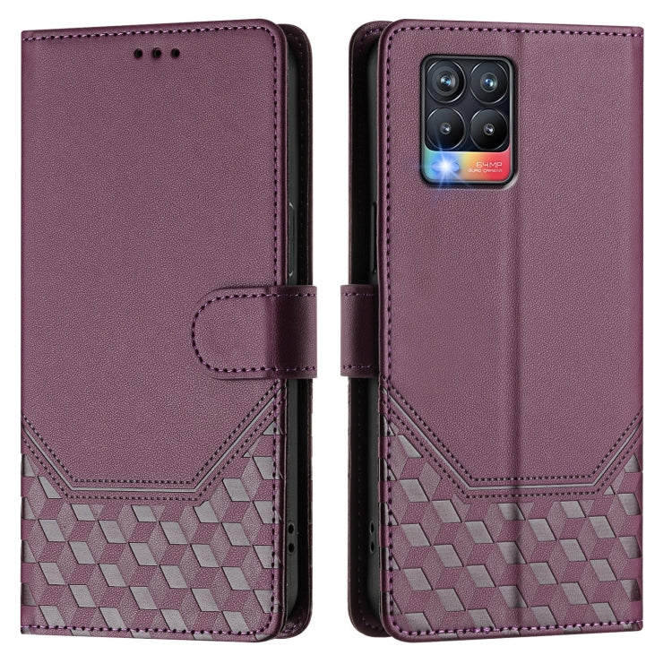 For Realme 8 4G / 8 Pro 4G Honeycomb Embossing RFID Leather Phone Case