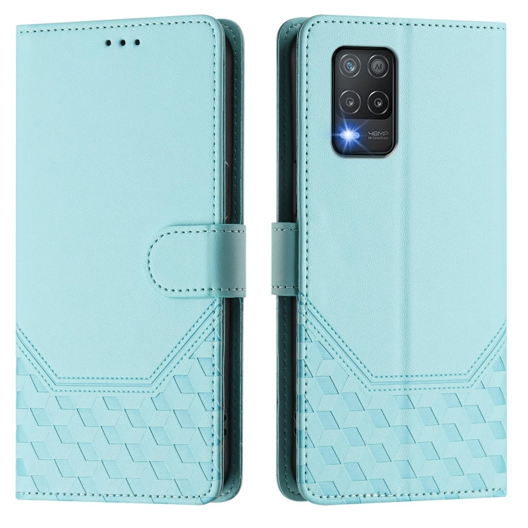 For Realme 8 5G / V13 5G / Q3 5G Honeycomb Embossing RFID Leather Phone Case