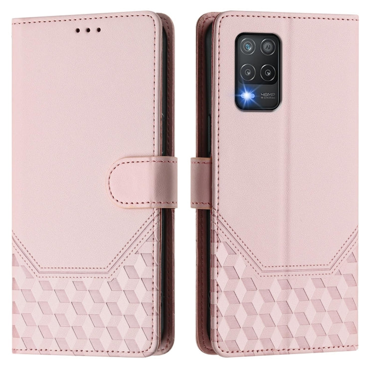 For Realme 8 5G / V13 5G / Q3 5G Honeycomb Embossing RFID Leather Phone Case