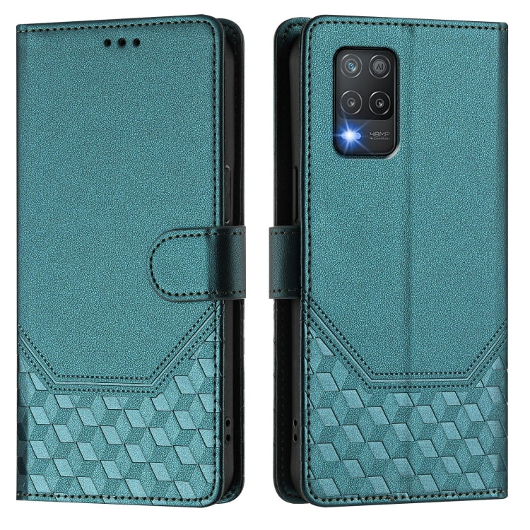 For Realme 8 5G / V13 5G / Q3 5G Honeycomb Embossing RFID Leather Phone Case