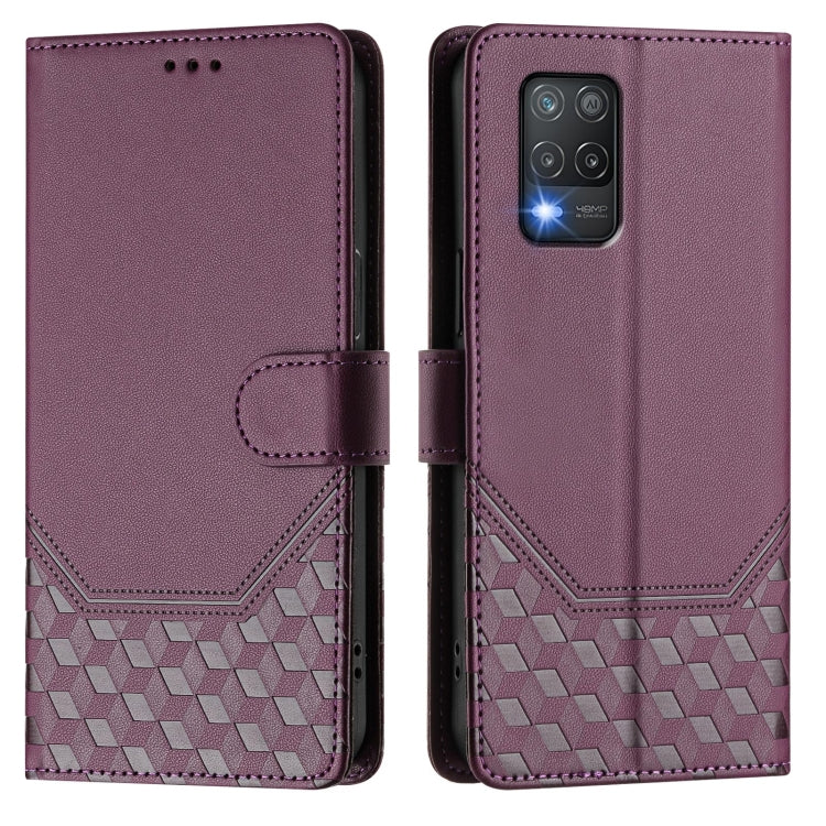 For Realme 8 5G / V13 5G / Q3 5G Honeycomb Embossing RFID Leather Phone Case