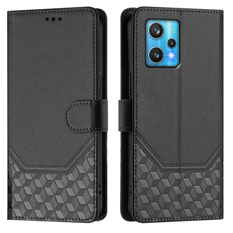 For Realme 9 Pro+ 5G / 9 4G Global Honeycomb Embossing RFID Leather Phone Case
