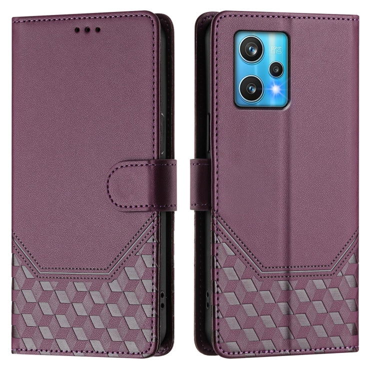 For Realme 9 Pro+ 5G / 9 4G Global Honeycomb Embossing RFID Leather Phone Case