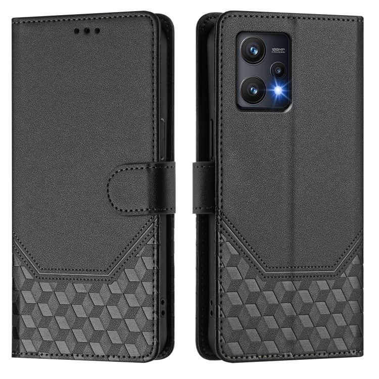 For Realme 9 Pro 5G Global Honeycomb Embossing RFID Leather Phone Case
