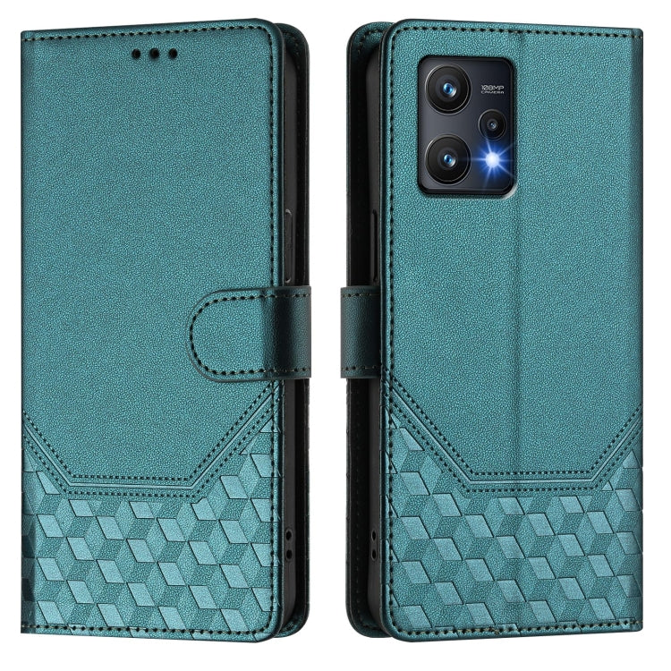 For Realme 9 Pro 5G Global Honeycomb Embossing RFID Leather Phone Case