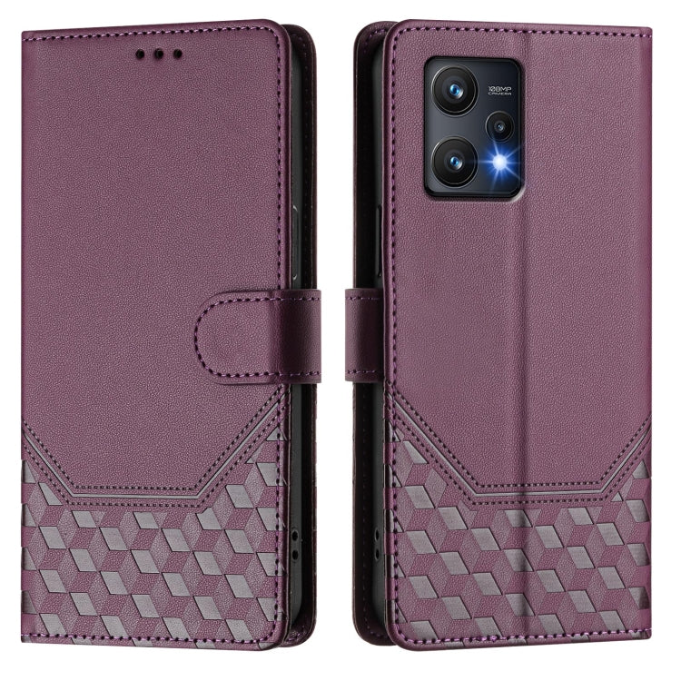 For Realme 9 Pro 5G Global Honeycomb Embossing RFID Leather Phone Case