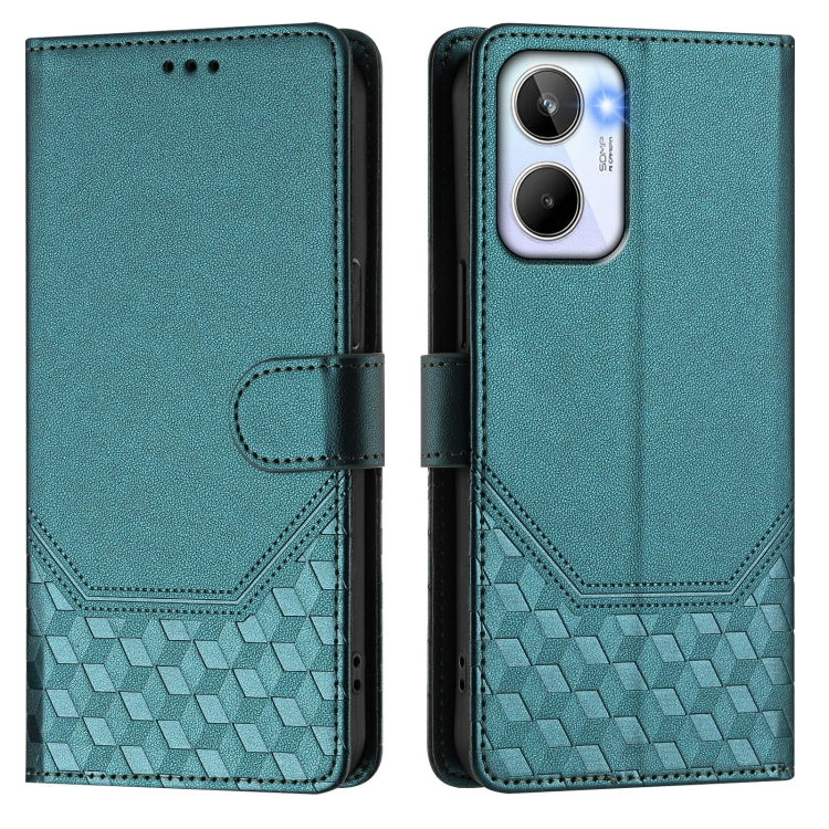 For Realme 10 4G Global Honeycomb Embossing RFID Leather Phone Case