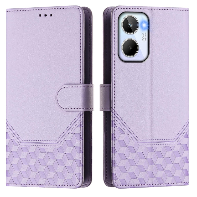 For Realme 10 4G Global Honeycomb Embossing RFID Leather Phone Case
