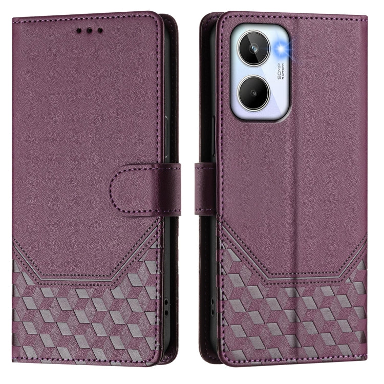 For Realme 10 4G Global Honeycomb Embossing RFID Leather Phone Case