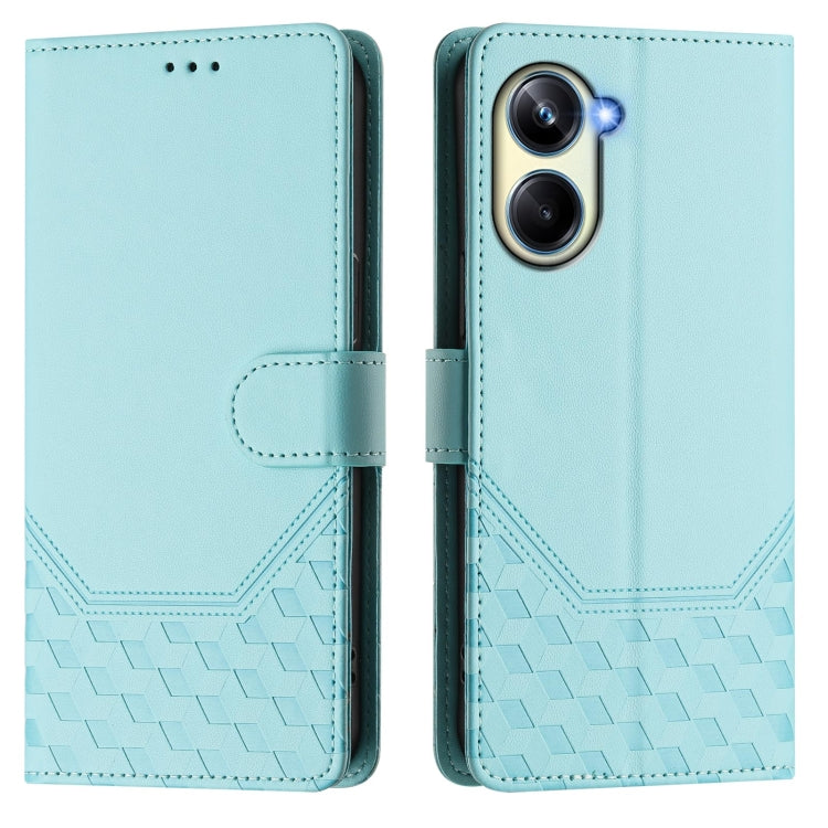 For Realme 10 Pro 5G Honeycomb Embossing RFID Leather Phone Case