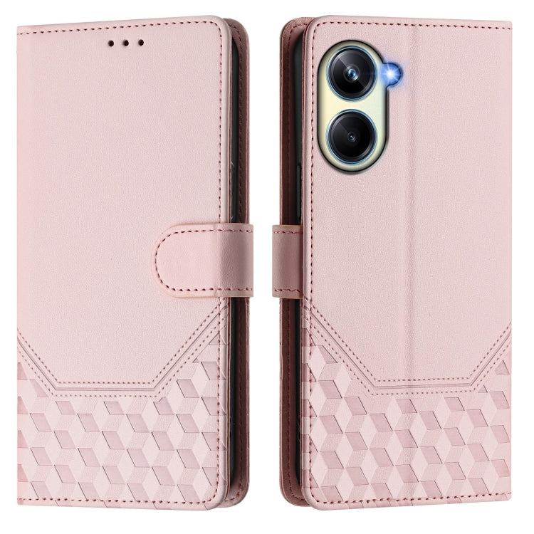 For Realme 10 Pro 5G Honeycomb Embossing RFID Leather Phone Case