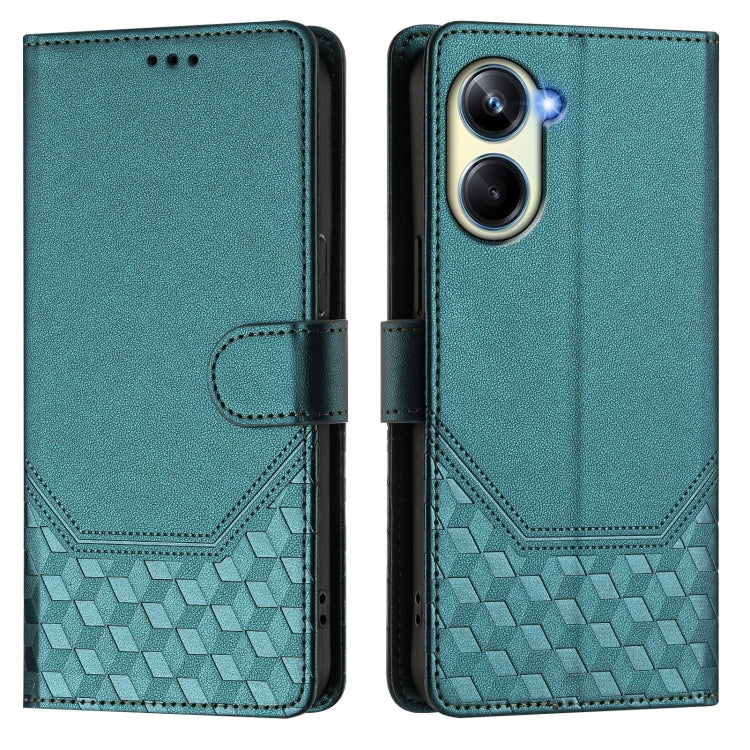 For Realme 10 Pro 5G Honeycomb Embossing RFID Leather Phone Case