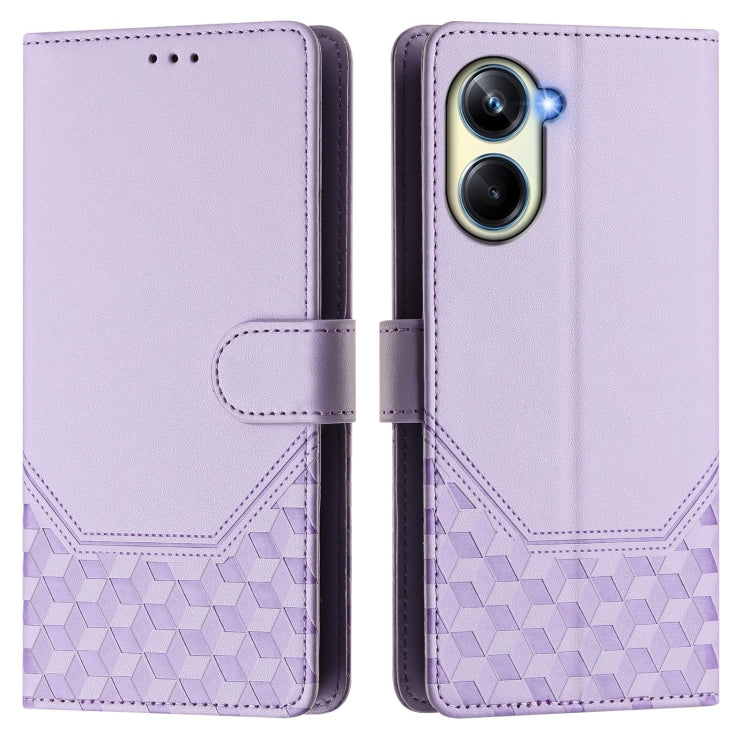 For Realme 10 Pro 5G Honeycomb Embossing RFID Leather Phone Case