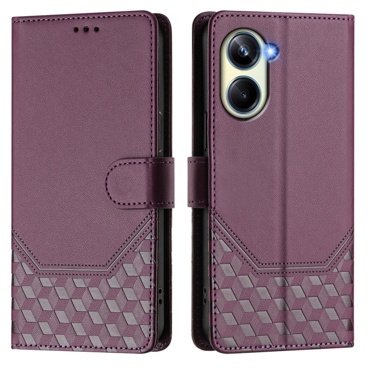 For Realme 10 Pro 5G Honeycomb Embossing RFID Leather Phone Case