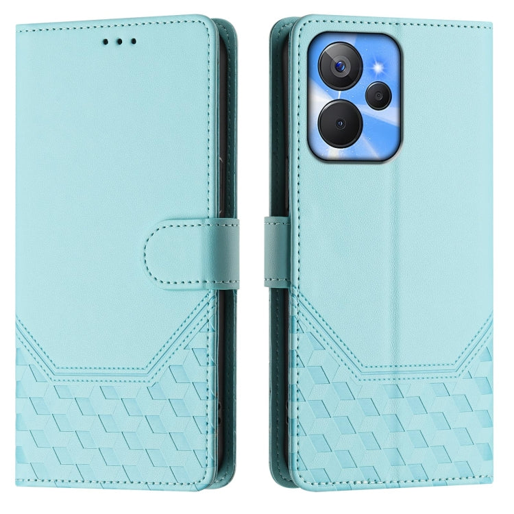 For Realme 10T 5G / 10S 5G / 9i India Honeycomb Embossing RFID Leather Phone Case