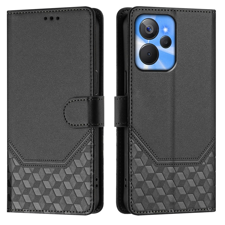 For Realme 10T 5G / 10S 5G / 9i India Honeycomb Embossing RFID Leather Phone Case
