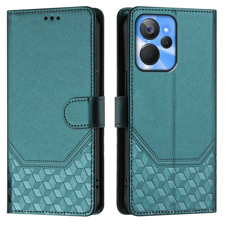 For Realme 10T 5G / 10S 5G / 9i India Honeycomb Embossing RFID Leather Phone Case
