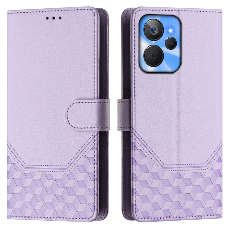 For Realme 10T 5G / 10S 5G / 9i India Honeycomb Embossing RFID Leather Phone Case