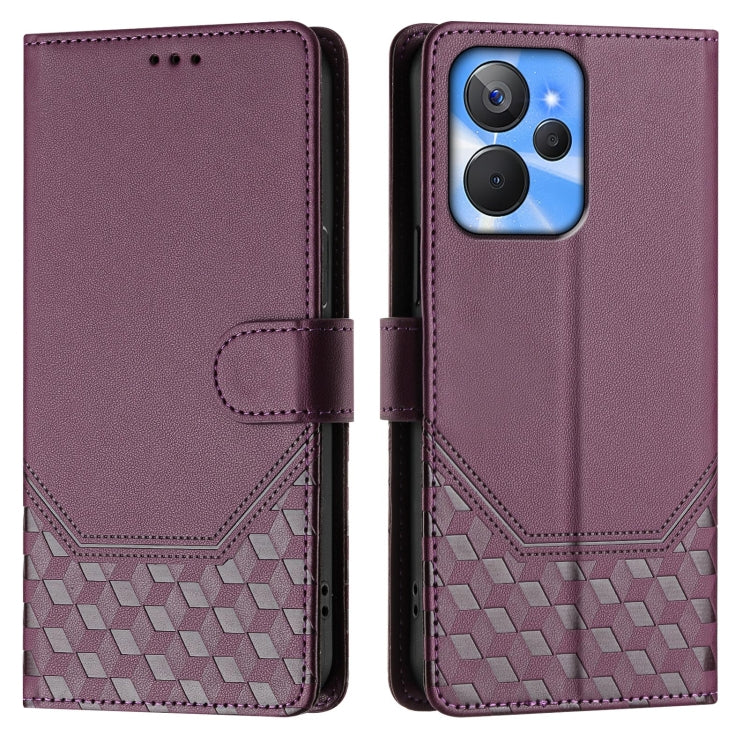 For Realme 10T 5G / 10S 5G / 9i India Honeycomb Embossing RFID Leather Phone Case