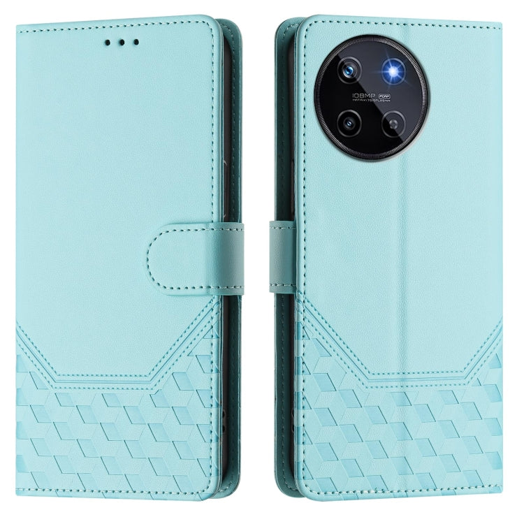 For Realme 11 4G Global Honeycomb Embossing RFID Leather Phone Case