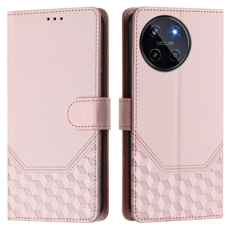 For Realme 11 4G Global Honeycomb Embossing RFID Leather Phone Case