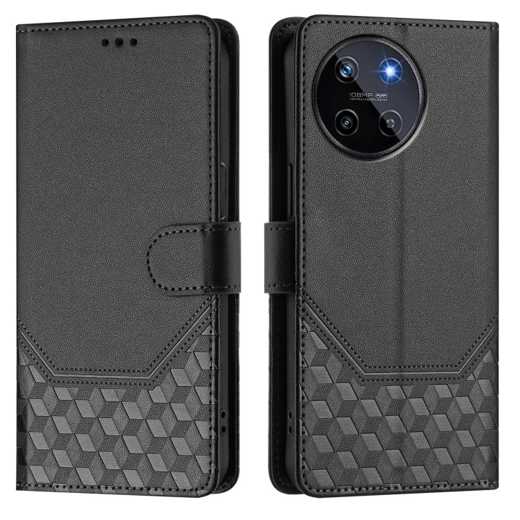 For Realme 11 4G Global Honeycomb Embossing RFID Leather Phone Case