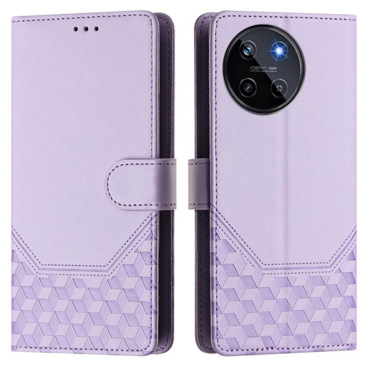 For Realme 11 4G Global Honeycomb Embossing RFID Leather Phone Case