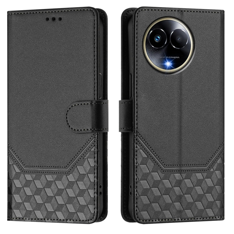 For Realme 11 5G Global / 11x 5G / C67 India Honeycomb Embossing RFID Leather Phone Case