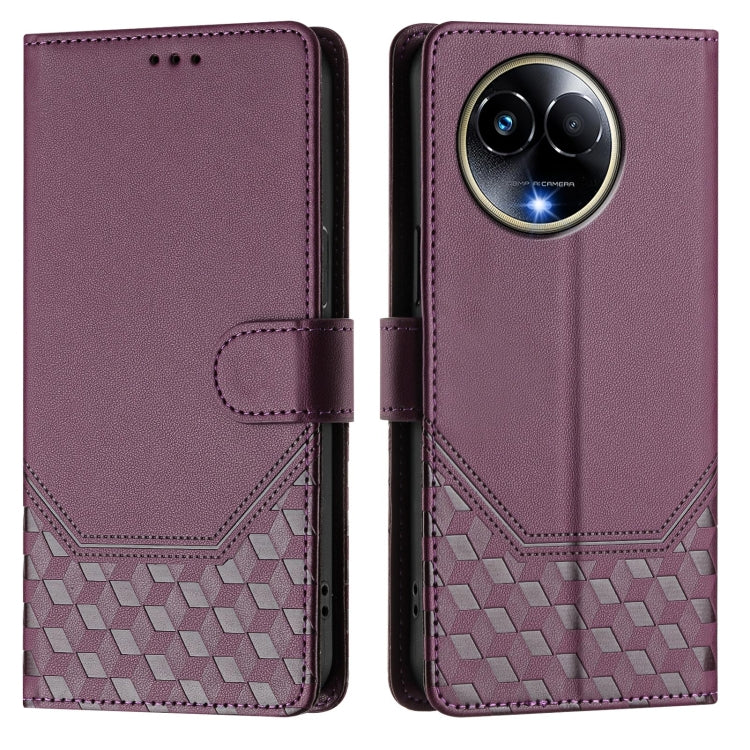 For Realme 11 5G Global / 11x 5G / C67 India Honeycomb Embossing RFID Leather Phone Case